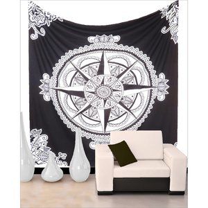Oussum Black & White Mandala Bedsheet Home Décor Cotton Wall Hanging Tapestry